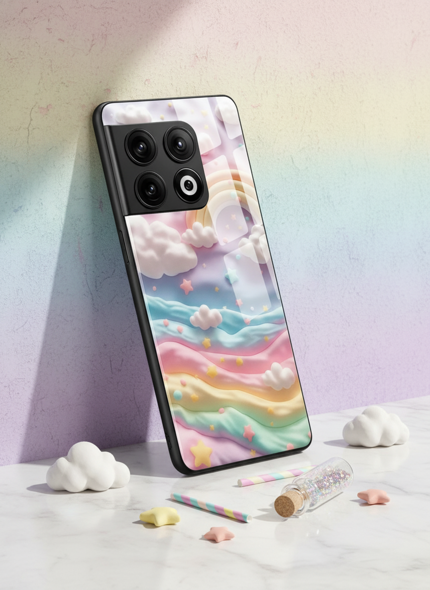Whimsy Clouds Glass Back Cover For One Plus 13, 12, 11, 10, Nord Series