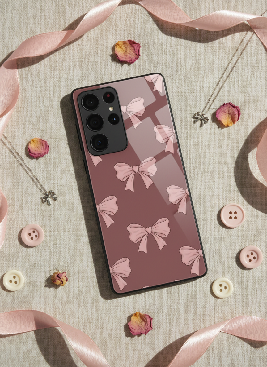 Blush Knots Premium Glass Back Cover For Galaxy S, A, M & F Series