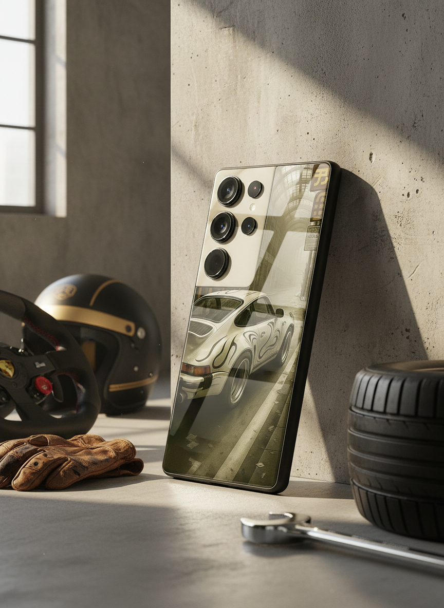 Urban Racer Premium Glass Back Cover For Galaxy S, A, M & F Series