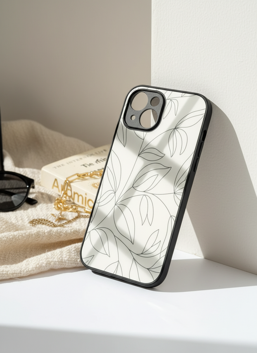 The Petal Sketch Premium Glass Back Cover For iPhone 11-17 Models