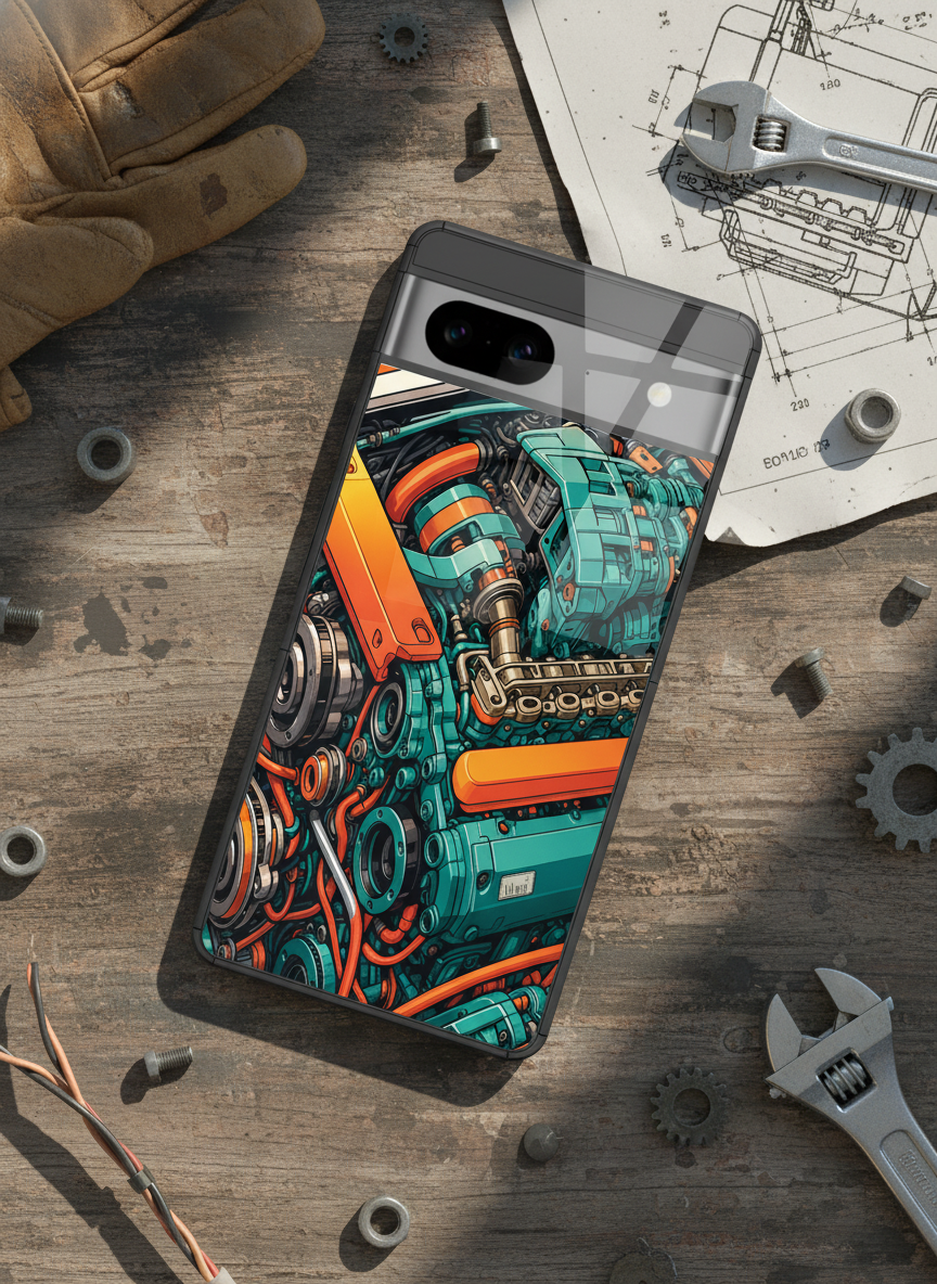 Aesthetic Engine-ry Premium Glass Back Cover For Google Pixel 7,8,9,10 Series