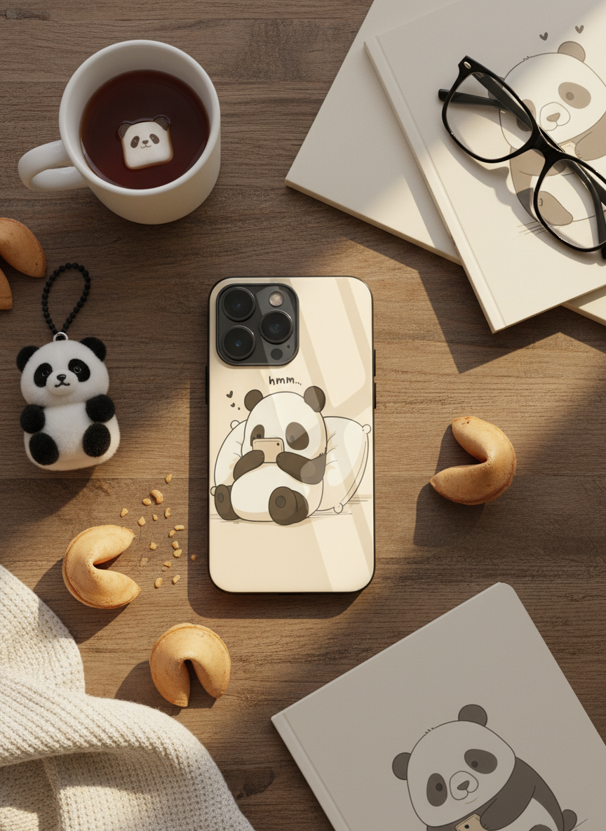 Hmm Panda Premium Glass Back Cover For iPhone 11-17 Models