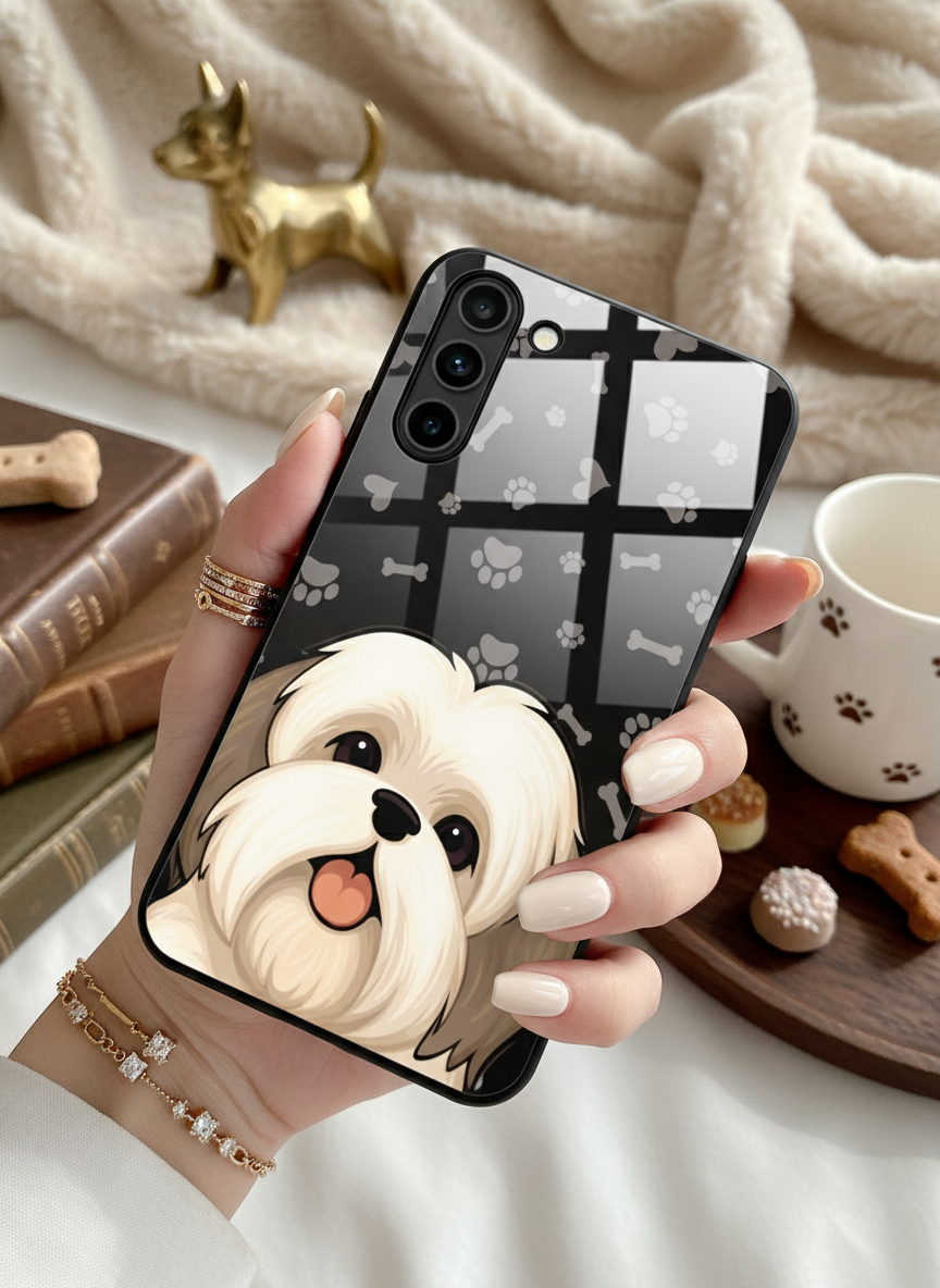 Fluffy Love Premium Glass Back Cover For Galaxy S, A, M & F Series