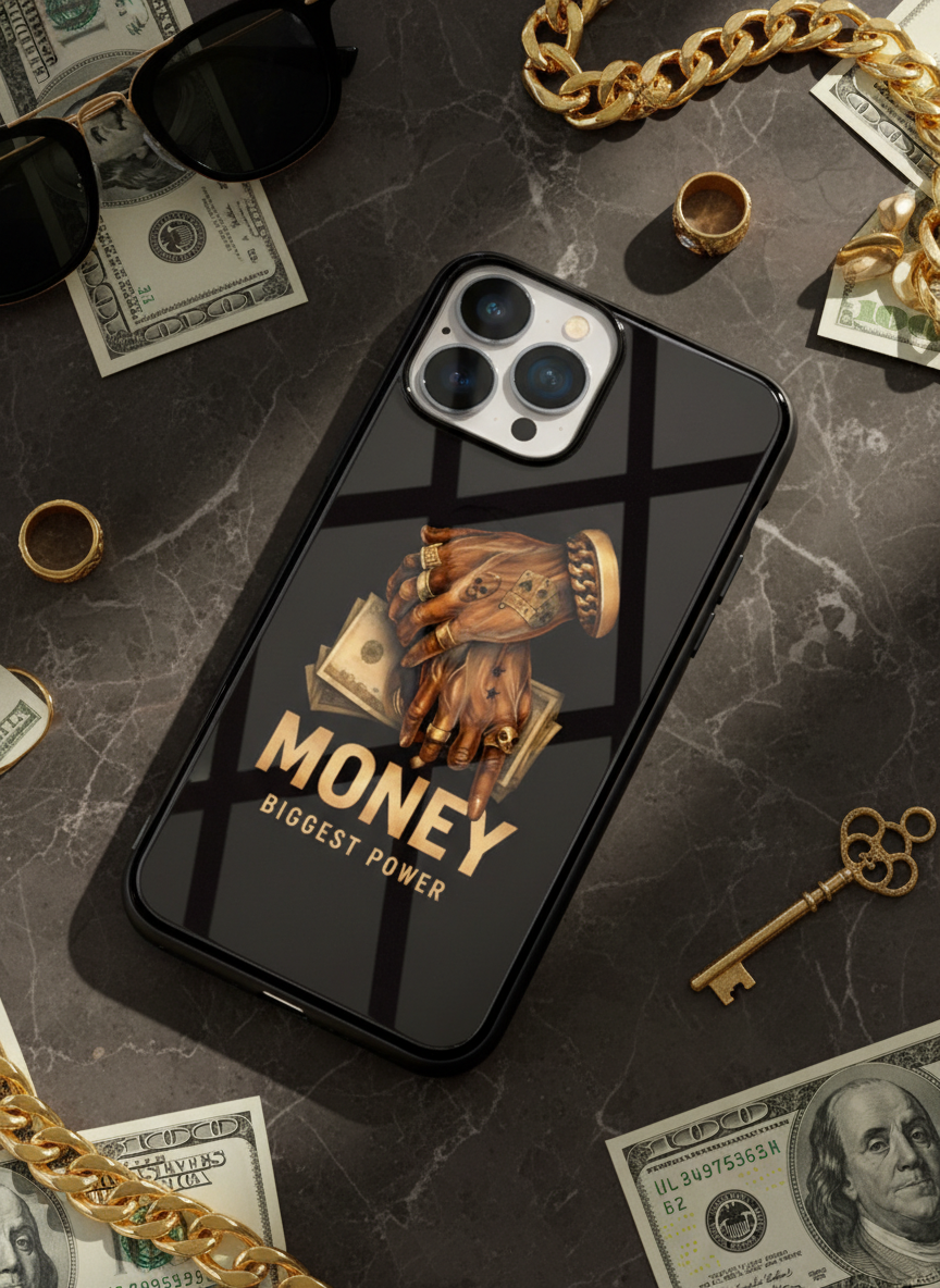 Cash Command Premium Glass Back Cover For iPhone 11-17 Models