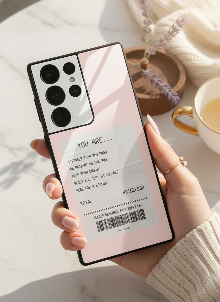 You Are Enough Premium Glass Back Cover For Galaxy S, A, M & F Series