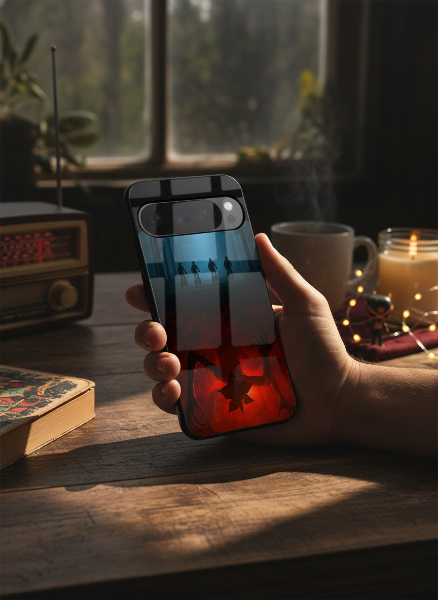 STRANGER THINGS- ShadowSplit Premium Glass Back Cover For Google Pixel 7,8,9,10 Series