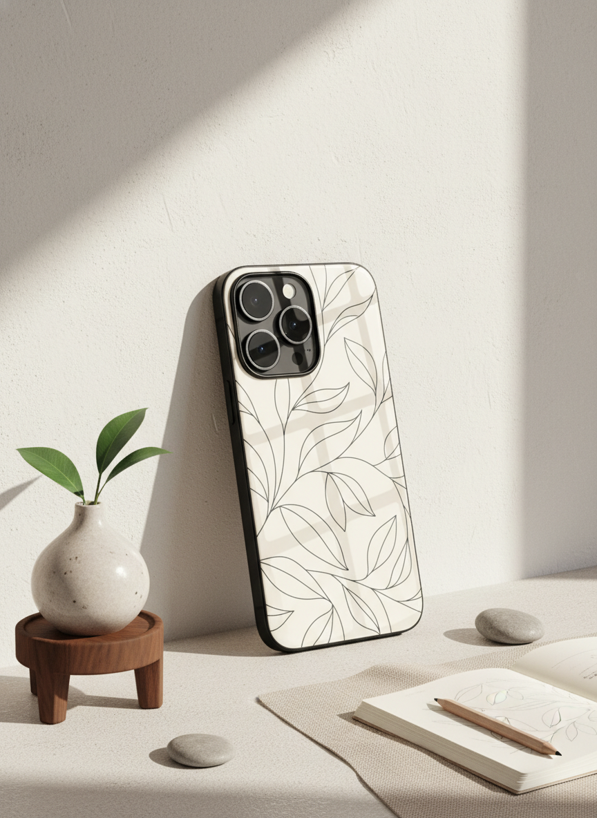 The Petal Sketch Premium Glass Back Cover For iPhone 11-17 Models