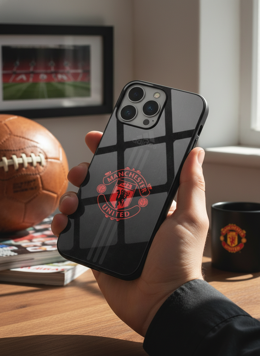 Dark Mode FC Premium Glass Back Cover For iPhone 11-17 Models