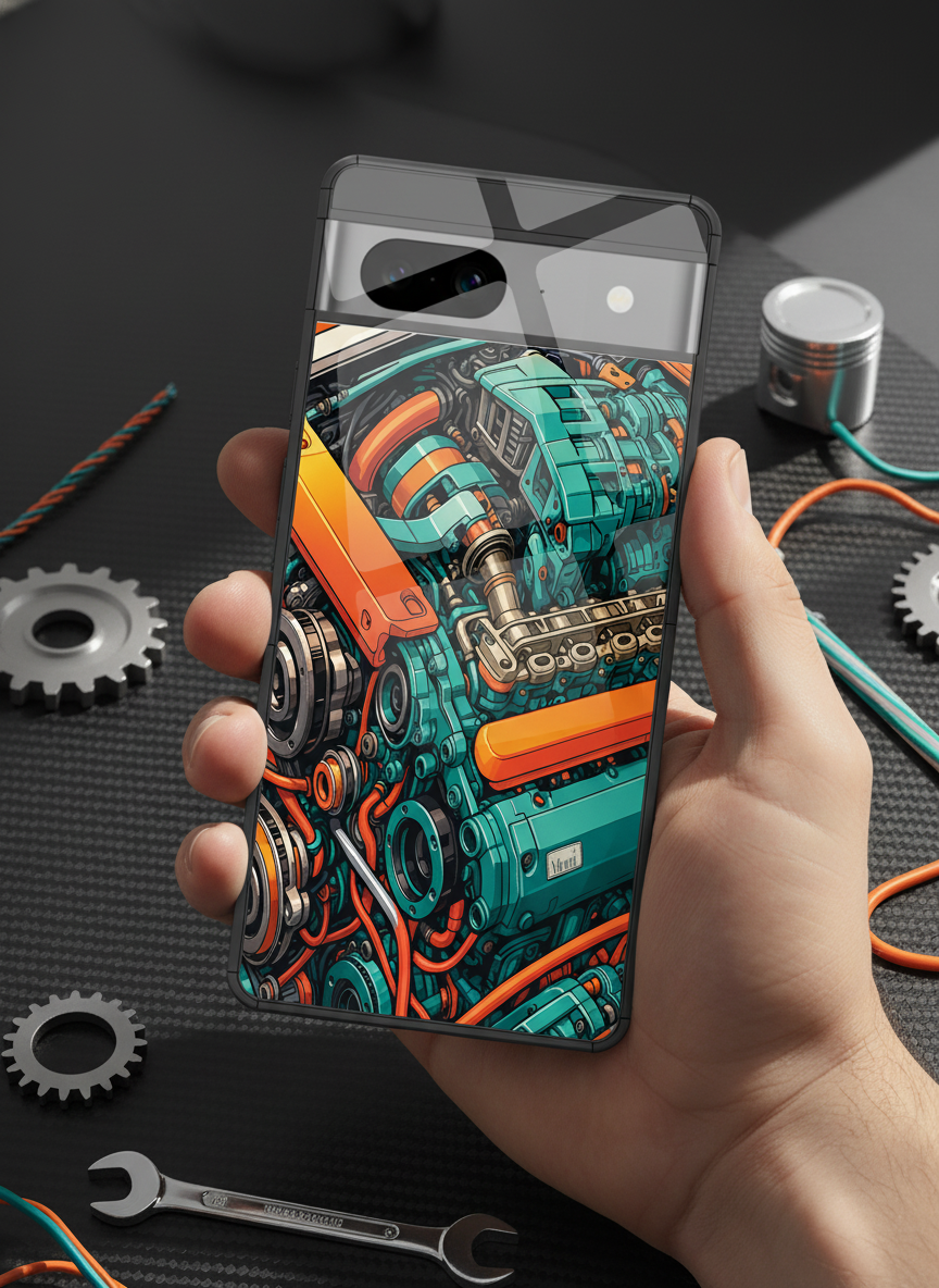 Aesthetic Engine-ry Premium Glass Back Cover For Google Pixel 7,8,9,10 Series