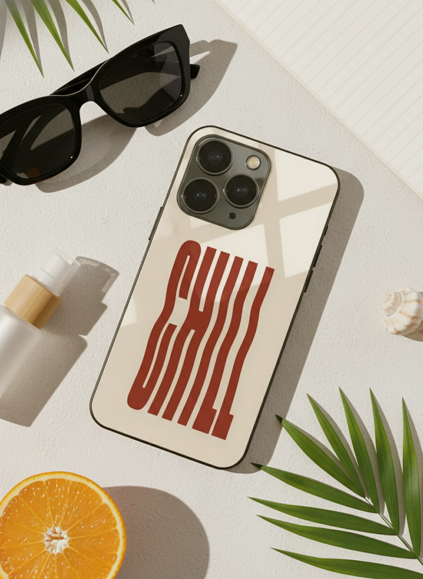 Stay Chill Premium Glass Back Cover For iPhone 11-17 Models