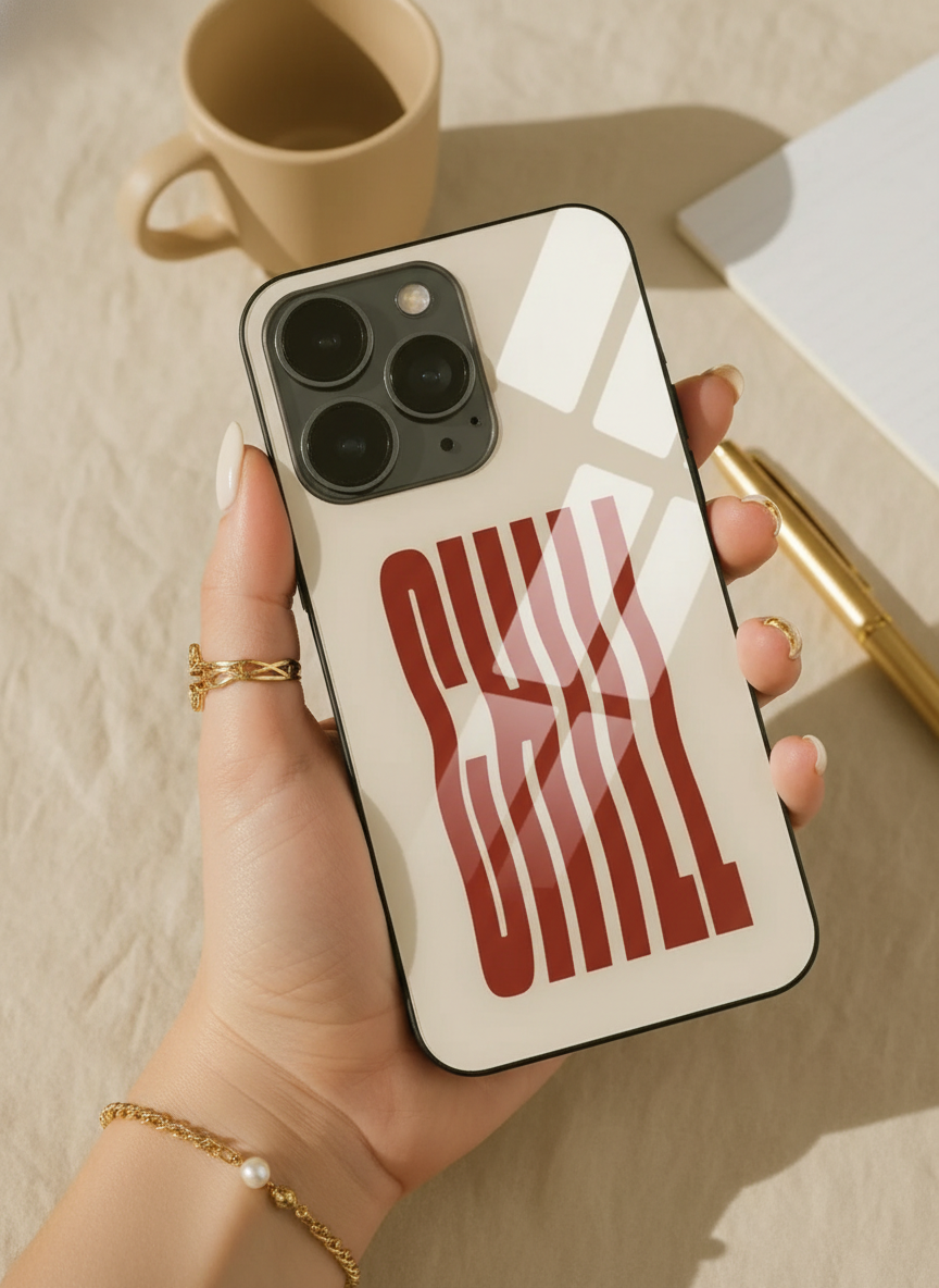 Stay Chill Premium Glass Back Cover For iPhone 11-17 Models
