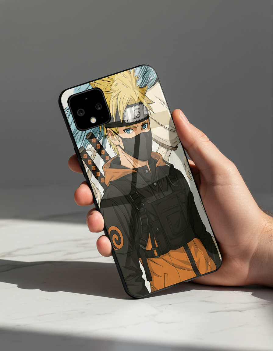 Stealthy Naruto Premium Glass Back Cover For Google Pixel 7,8,9,10 Series