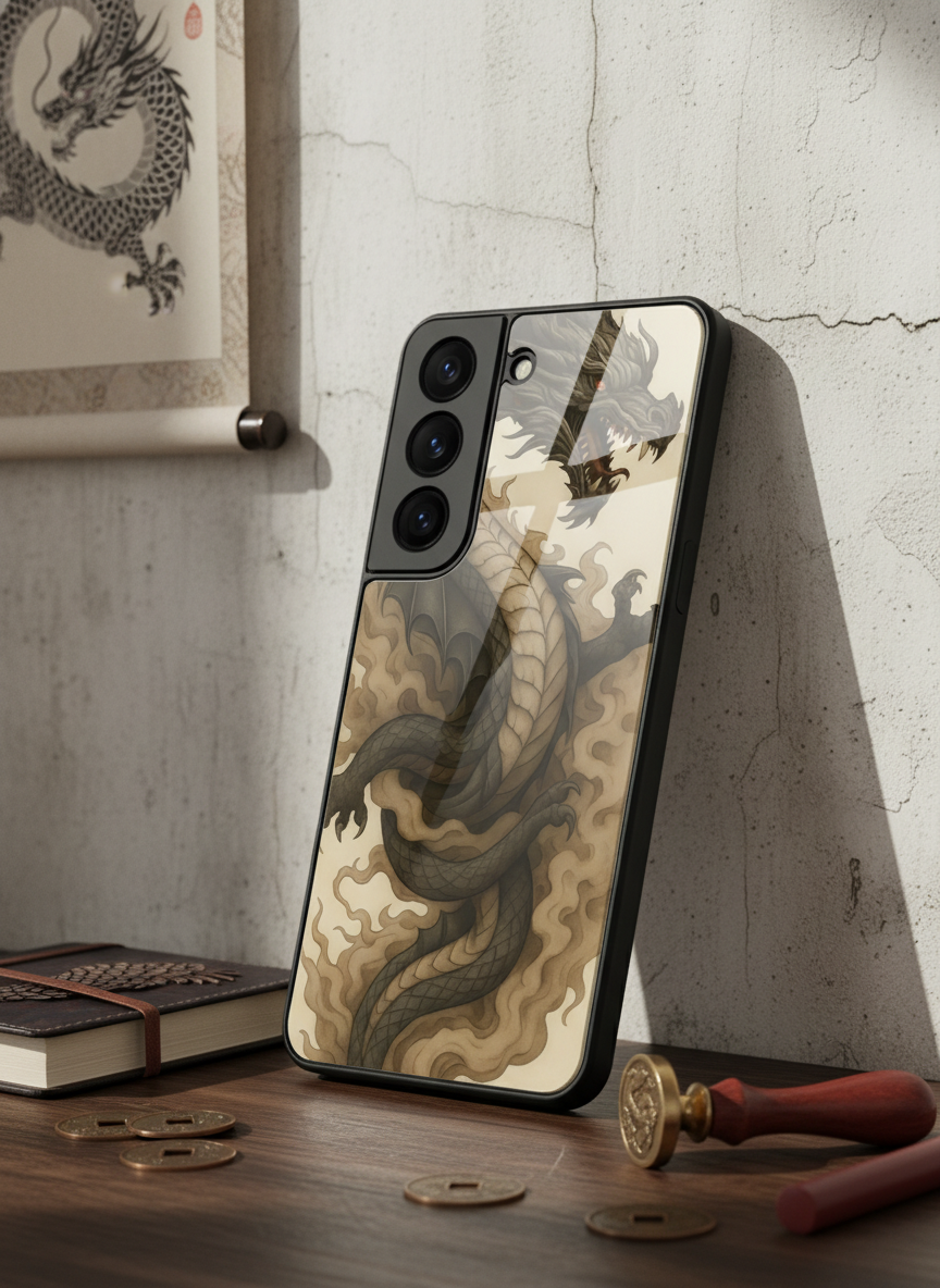 Dragon Premium Glass Back Cover For Galaxy S, A, M & F Series