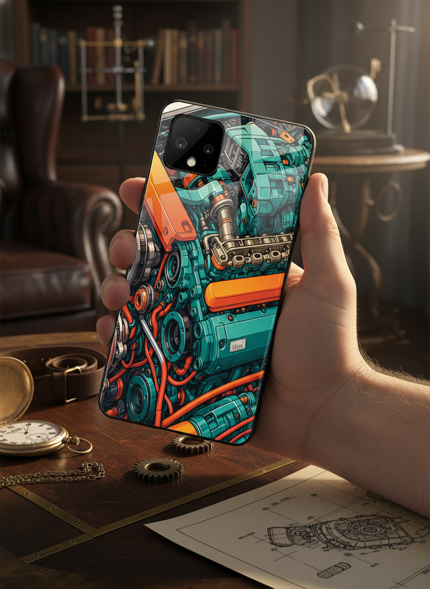 Aesthetic Engine-ry Premium Glass Back Cover For Google Pixel 7,8,9,10 Series