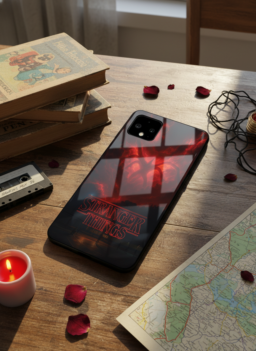 STRANGER THINGS- The Dark Overlord Premium Glass Back Cover For Google Pixel 7,8,9,10 Series