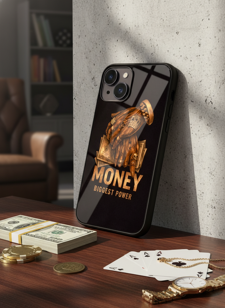 Cash Command Premium Glass Back Cover For iPhone 11-17 Models