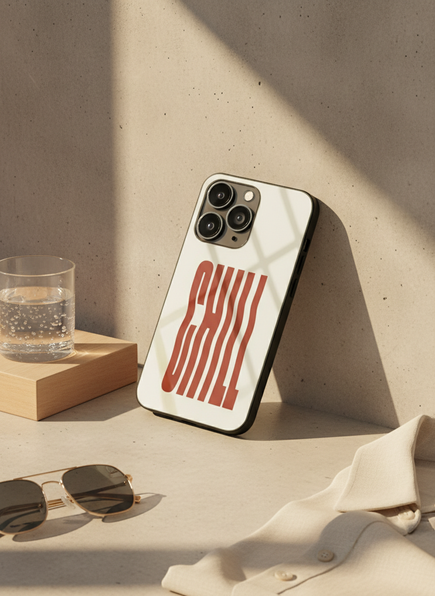 Stay Chill Premium Glass Back Cover For iPhone 11-17 Models