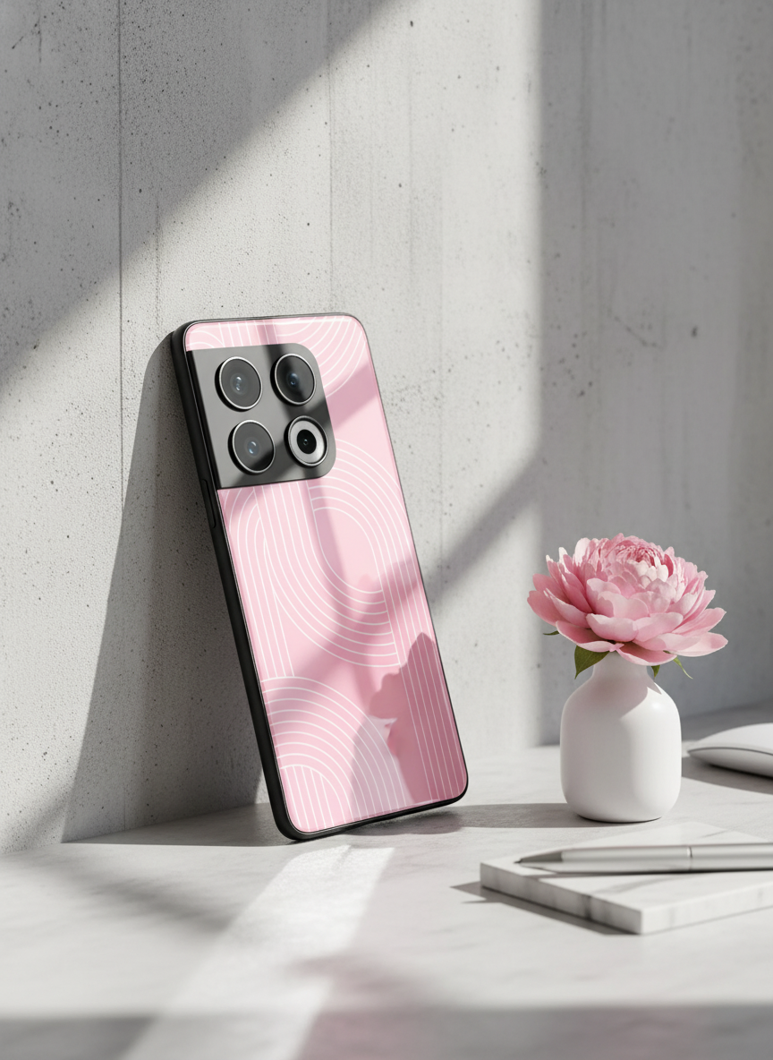 Linear Blush Glass Back Cover For One Plus 13, 12, 11, 10, Nord Series