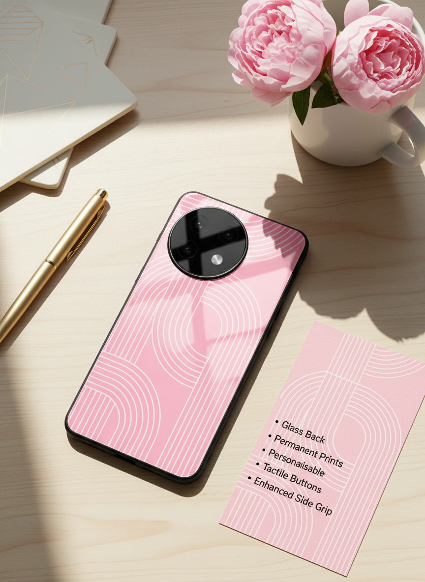 Linear Blush Glass Back Cover For One Plus 13, 12, 11, 10, Nord Series
