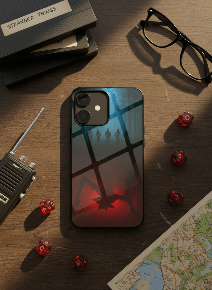 STRANGER THINGS- ShadowSplit Premium Glass Back Cover For iPhone 11-17 Models