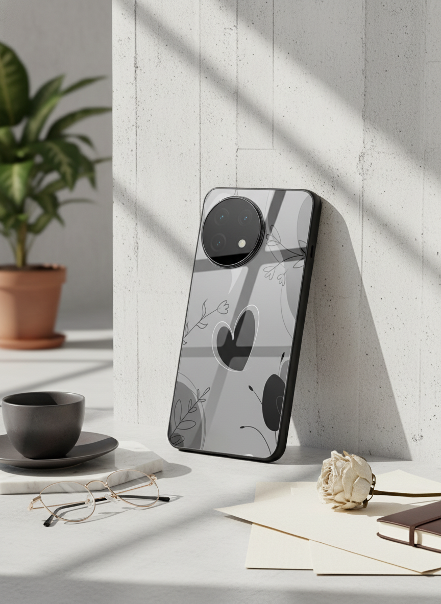 Muted Hearts Glass Back Cover For One Plus 13, 12, 11, 10, Nord Series