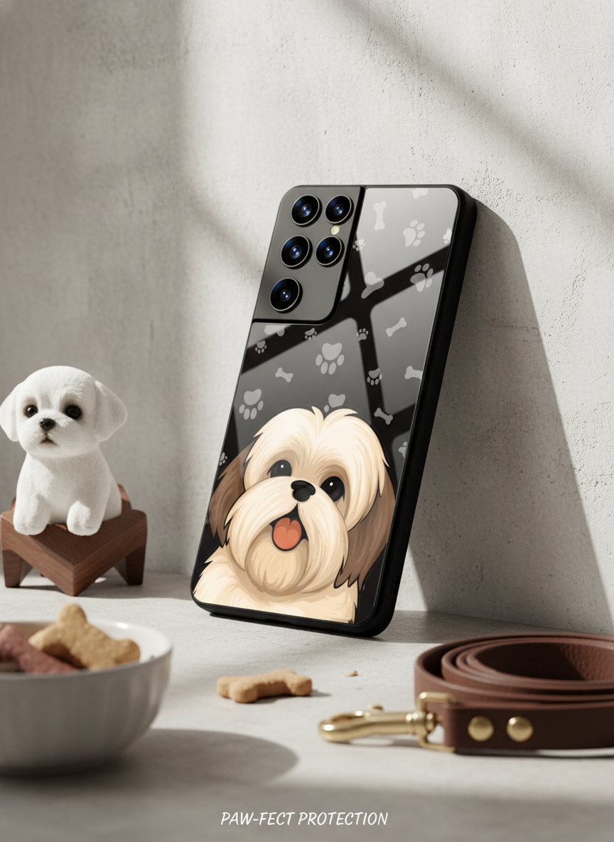 Fluffy Love Premium Glass Back Cover For Galaxy S, A, M & F Series