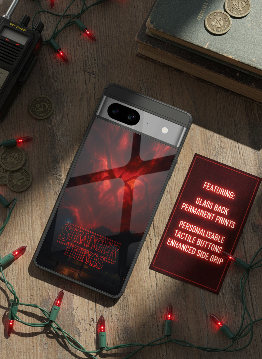 STRANGER THINGS- The Dark Overlord Premium Glass Back Cover For Google Pixel 7,8,9,10 Series
