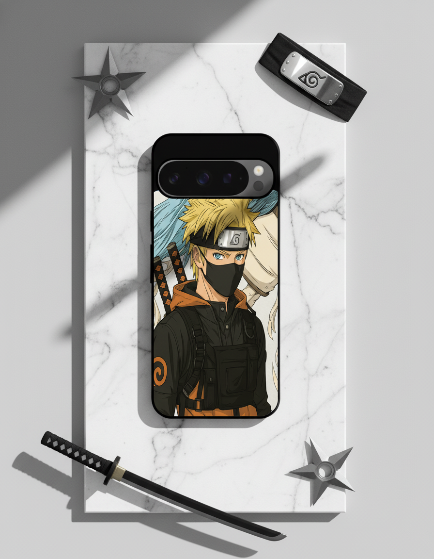 Stealthy Naruto Premium Glass Back Cover For Google Pixel 7,8,9,10 Series