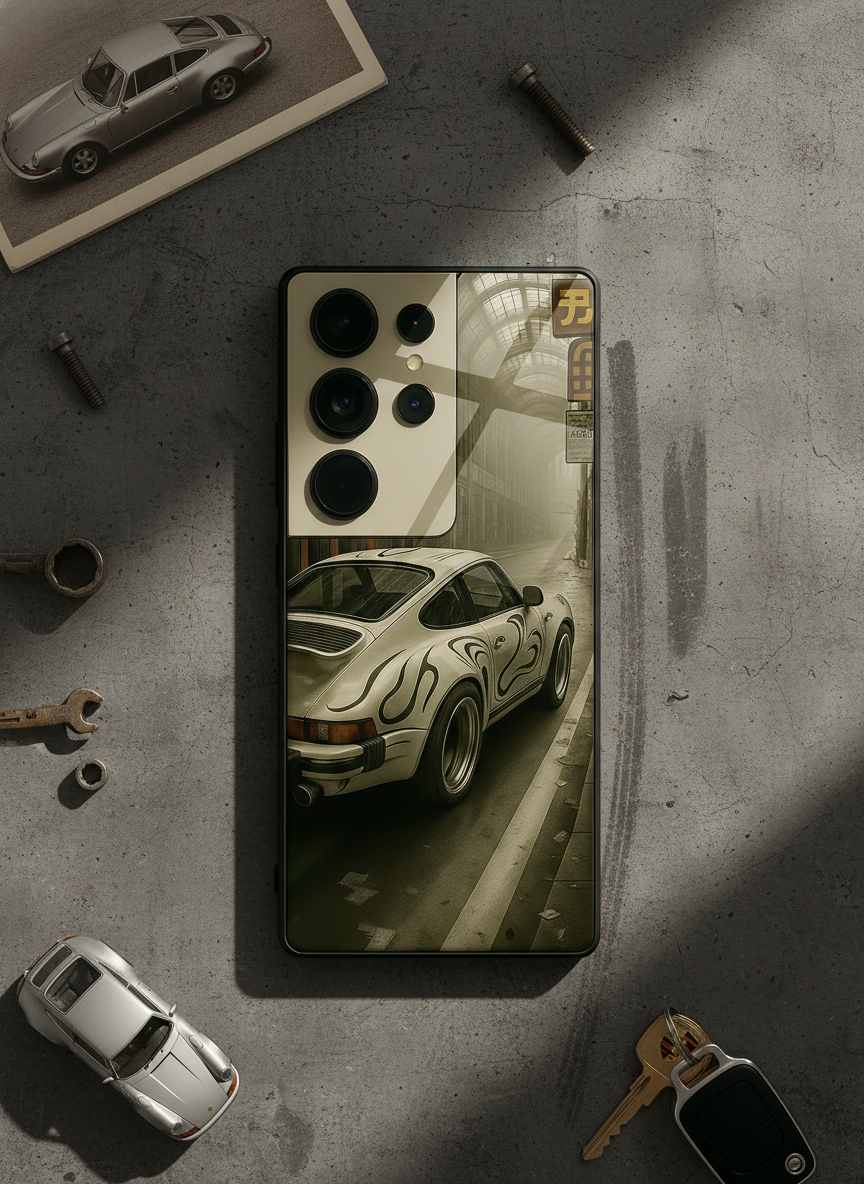 Urban Racer Premium Glass Back Cover For Galaxy S, A, M & F Series