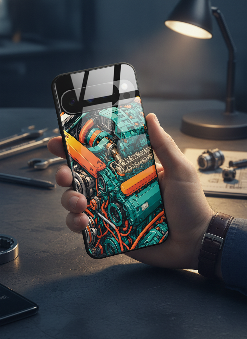 Aesthetic Engine-ry Premium Glass Back Cover For Google Pixel 7,8,9,10 Series