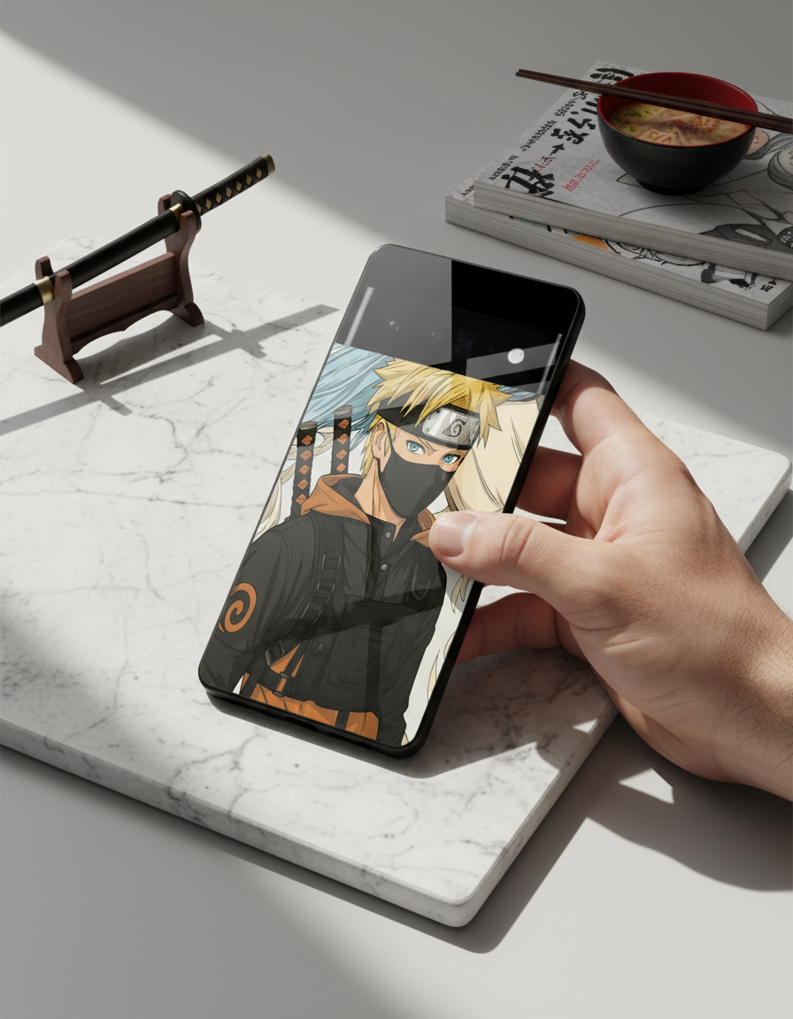 Stealthy Naruto Premium Glass Back Cover For Google Pixel 7,8,9,10 Series