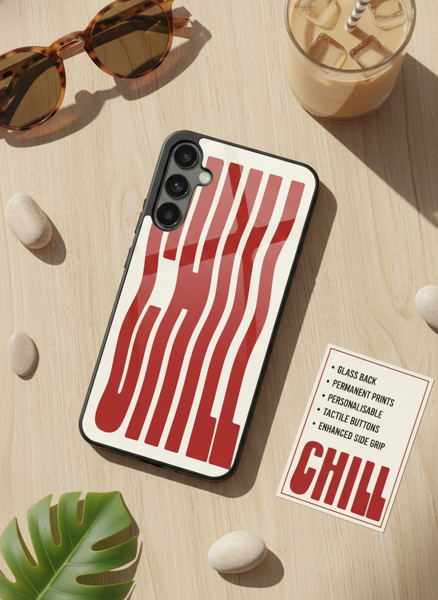 Stay Chill Premium Glass Back Cover For Galaxy S, A, M & F Series
