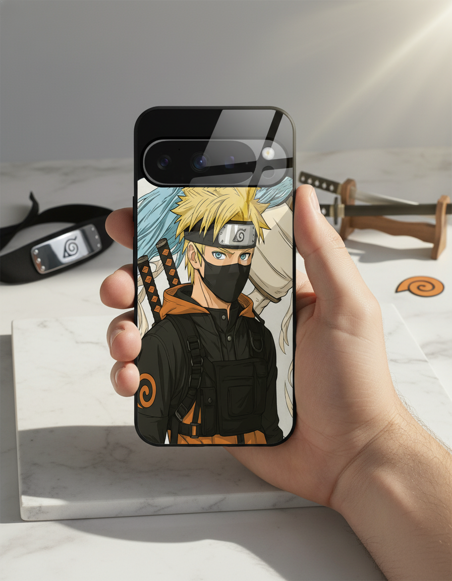 Stealthy Naruto Premium Glass Back Cover For Google Pixel 7,8,9,10 Series