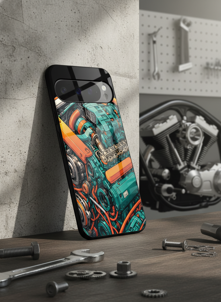 Aesthetic Engine-ry Premium Glass Back Cover For Google Pixel 7,8,9,10 Series