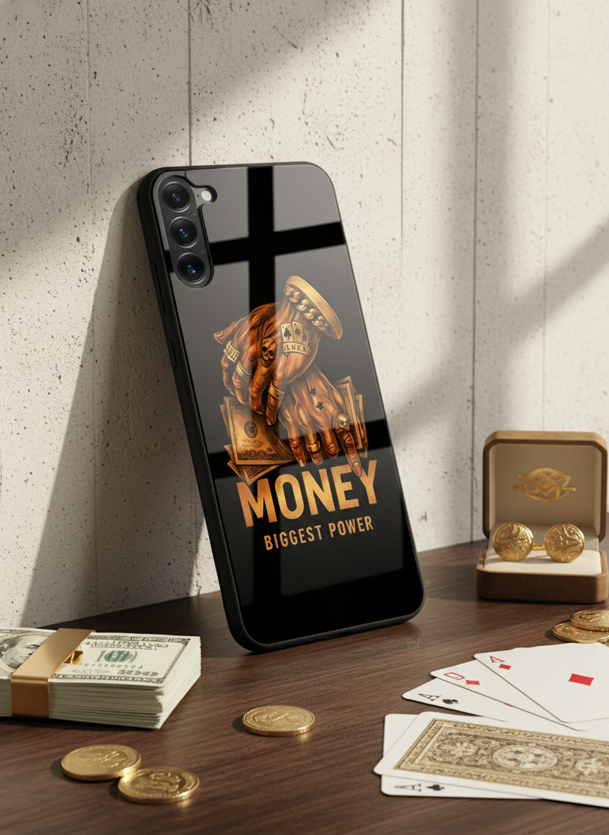 Cash Command Premium Glass Back Cover For Galaxy S, A, M & F Series