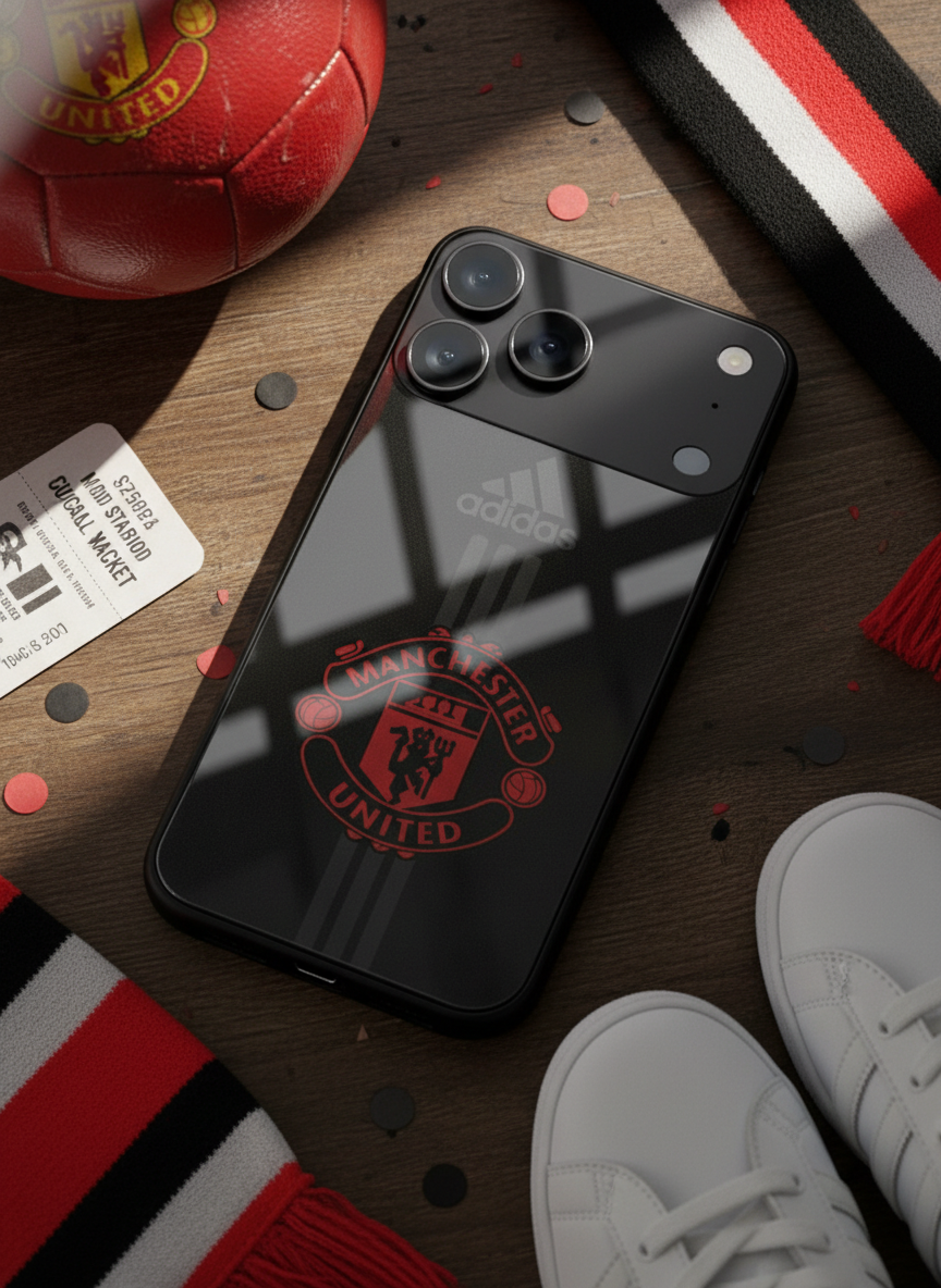 Dark Mode FC Premium Glass Back Cover For iPhone 11-17 Models