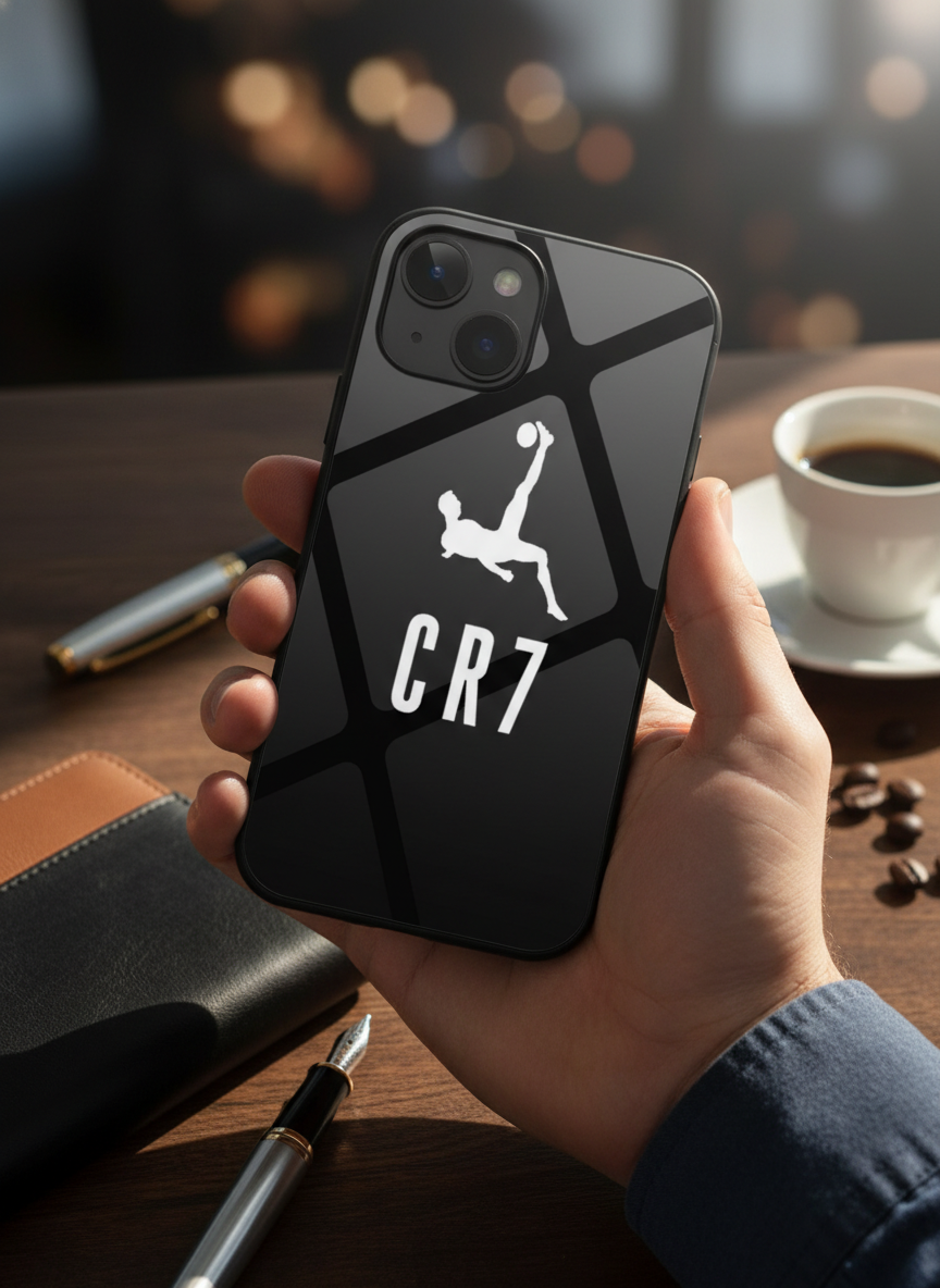 CR7 Legacy Premium Glass Back Cover For iPhone 11-17 Models