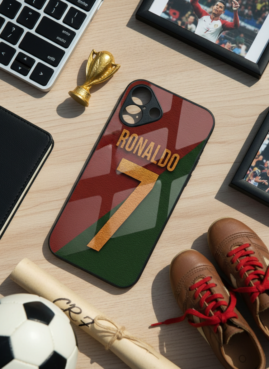 Ronaldo Royale Premium Glass Back Cover For iPhone 11-17 Models