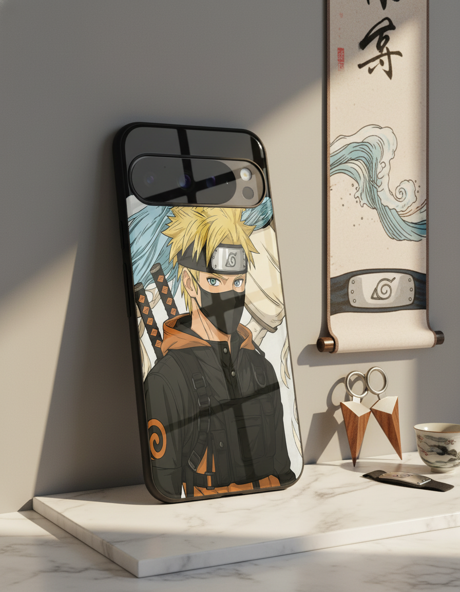 Stealthy Naruto Premium Glass Back Cover For Google Pixel 7,8,9,10 Series