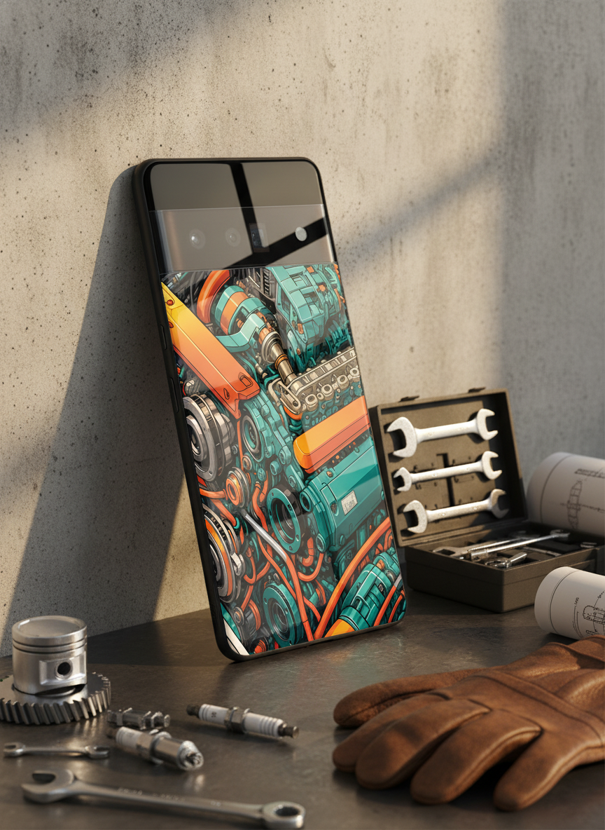 Aesthetic Engine-ry Premium Glass Back Cover For Google Pixel 7,8,9,10 Series