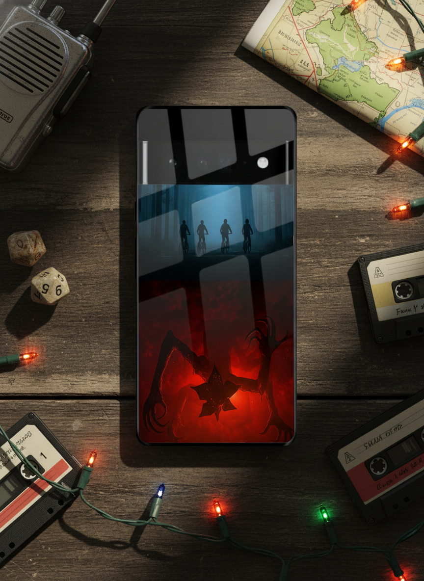 STRANGER THINGS- ShadowSplit Premium Glass Back Cover For Google Pixel 7,8,9,10 Series