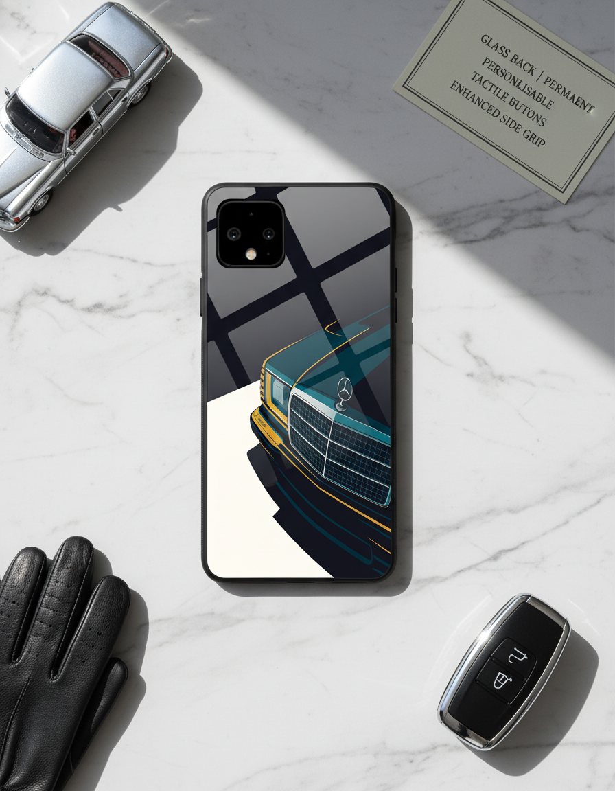 Minimal Car Sketch Premium Glass Back Cover For Google Pixel 7,8,9,10 Series