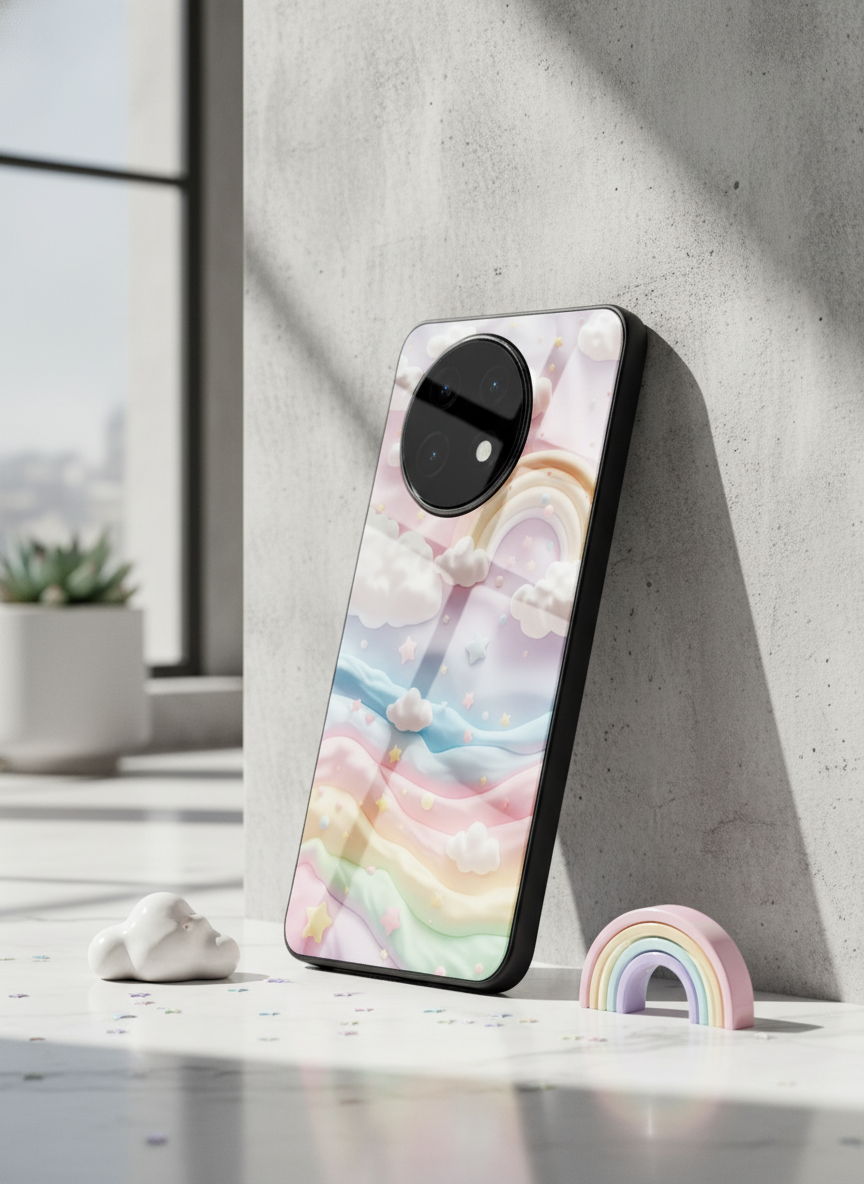 Whimsy Clouds Glass Back Cover For One Plus 13, 12, 11, 10 The Case & Co India