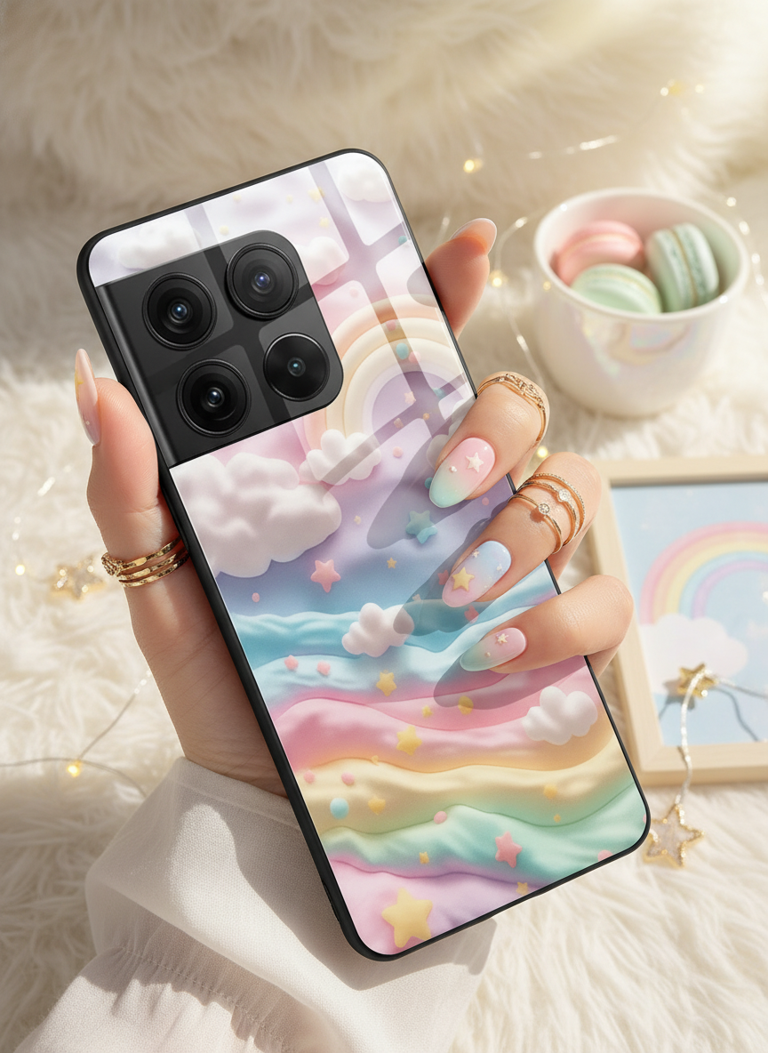 Whimsy Clouds Glass Back Cover For One Plus 13, 12, 11, 10 The Case & Co India