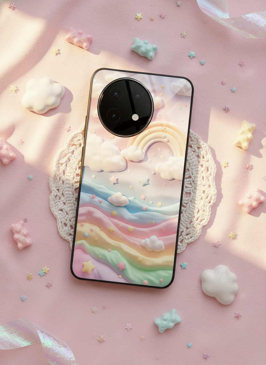 Whimsy Clouds Glass Back Cover For One Plus 13, 12, 11, 10 The Case & Co India
