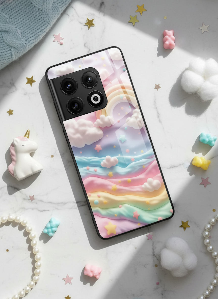 Whimsy Clouds Glass Back Cover For One Plus 13, 12, 11, 10 The Case & Co India